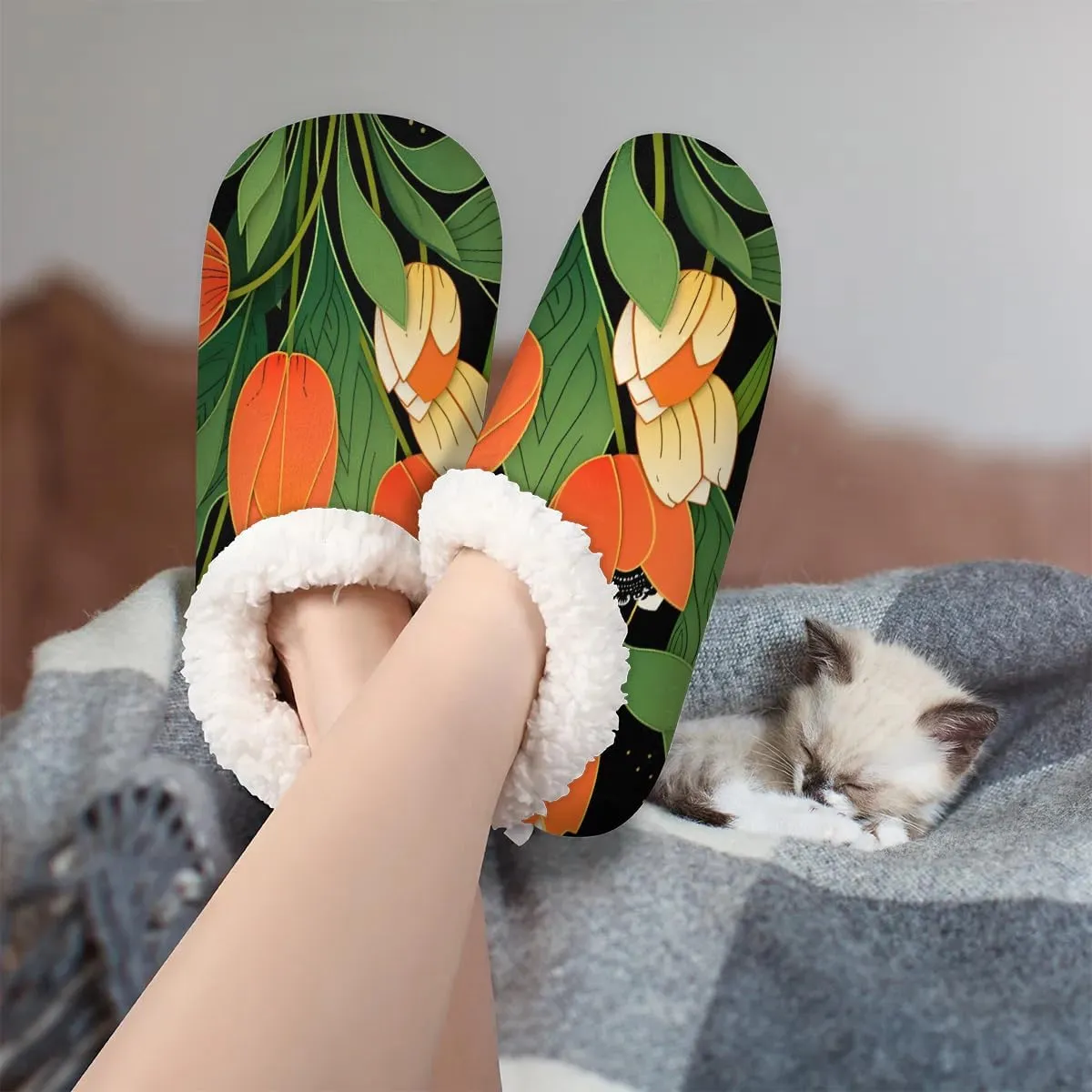 Closed Back Slippers for Women Men Cozy Warm House Slippers Indoor Outdoor House Shoes