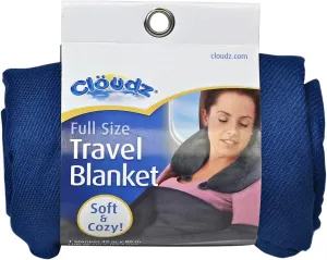 Cloudz Cozy Compact Airplane Travel Blanket for Your Flight, Car, Camping, Home or Comforting Warmth Anywhere! - Navy