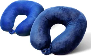 Cloudz (Set of 2 Adult & Kids/Youth Microbead Travel Neck Pillows : (1) Adult Neck Pillow - Blue & (1) Kids Neck Pillow - Blue