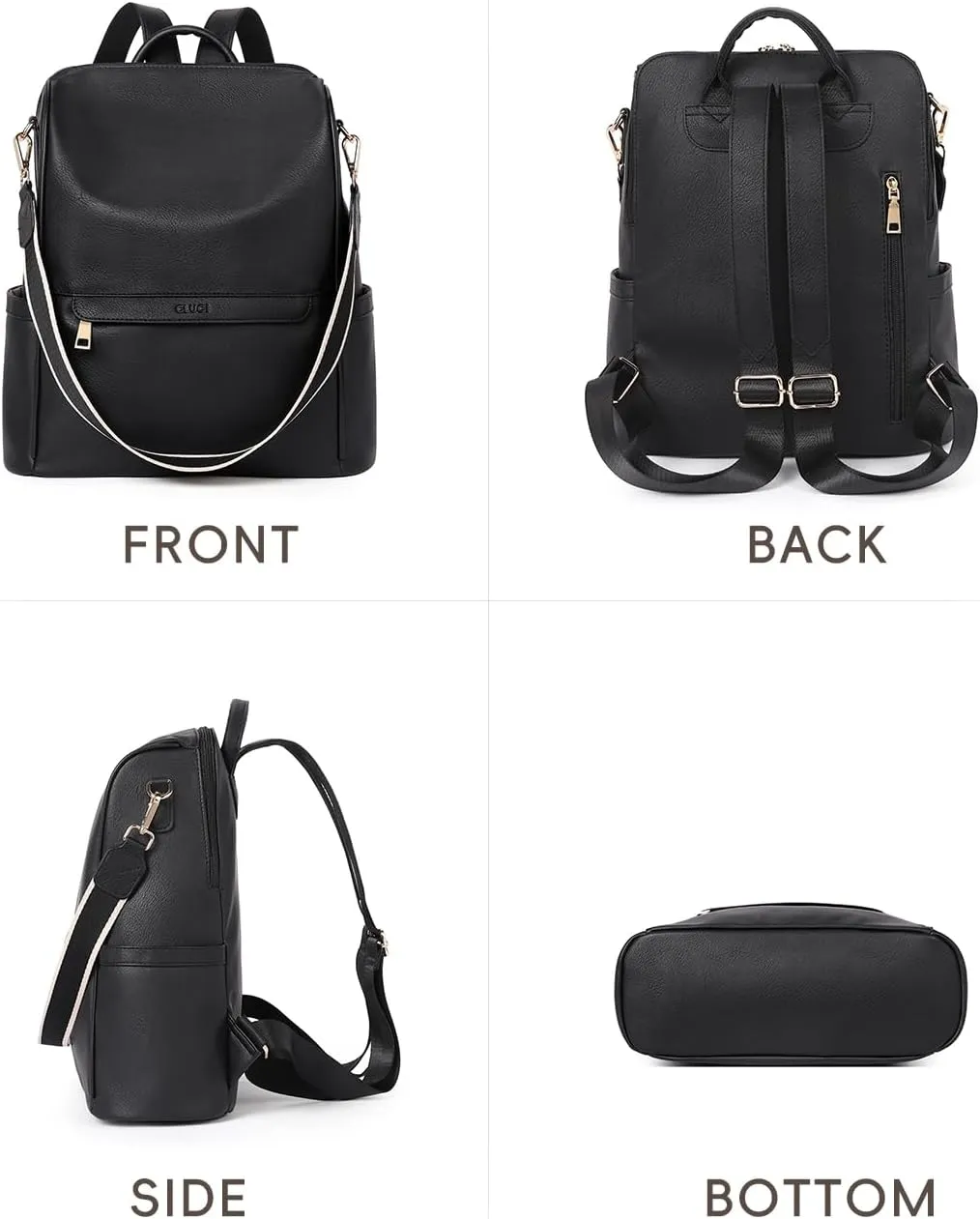CLUCI Womens Backpack Purse Leather Anti-theft Large Fashion Designer Travel Bag Ladies Shoulder Bags