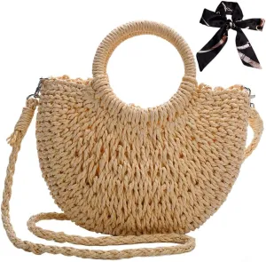 Clysoru Straw Shoulder Bag For Women Stylish Beach Bags For Women Purses And Handbags Beach Vacations Summer Outings