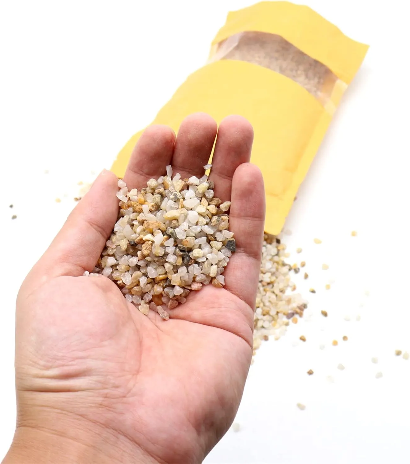 Coarse Sand. Golden Color. 1/8 Inch 5 lbs. for Potting Soil, Succulents, Pots, Plants, Gardening, Indoor, Crafting, Vase Fillers (X-Mini (0.125 Inch), COARSE Sand - Golden, 5)