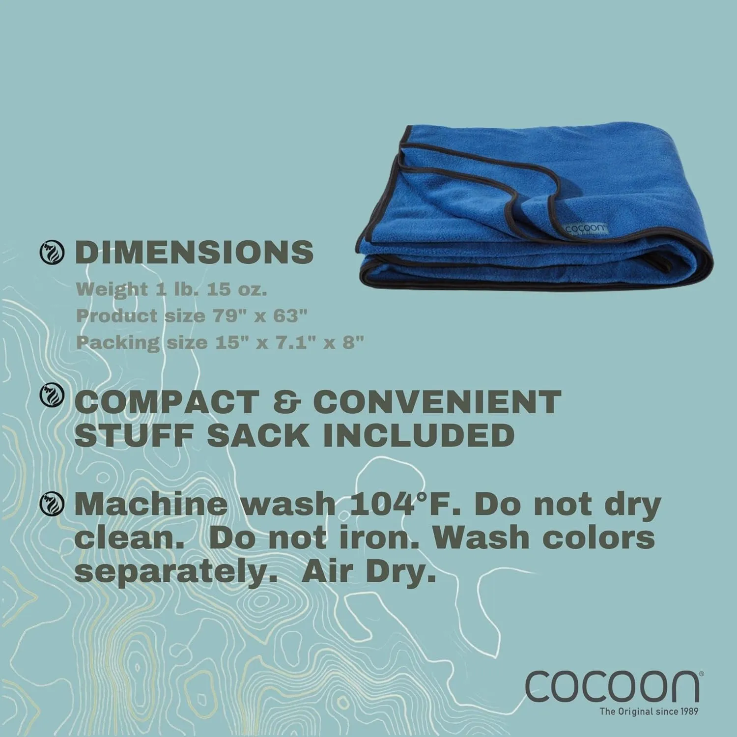 COCOON- Premium - Travel Fleece Blanket - Cozy, Soft, Warm, Lightweight - Regular 79" x 63"