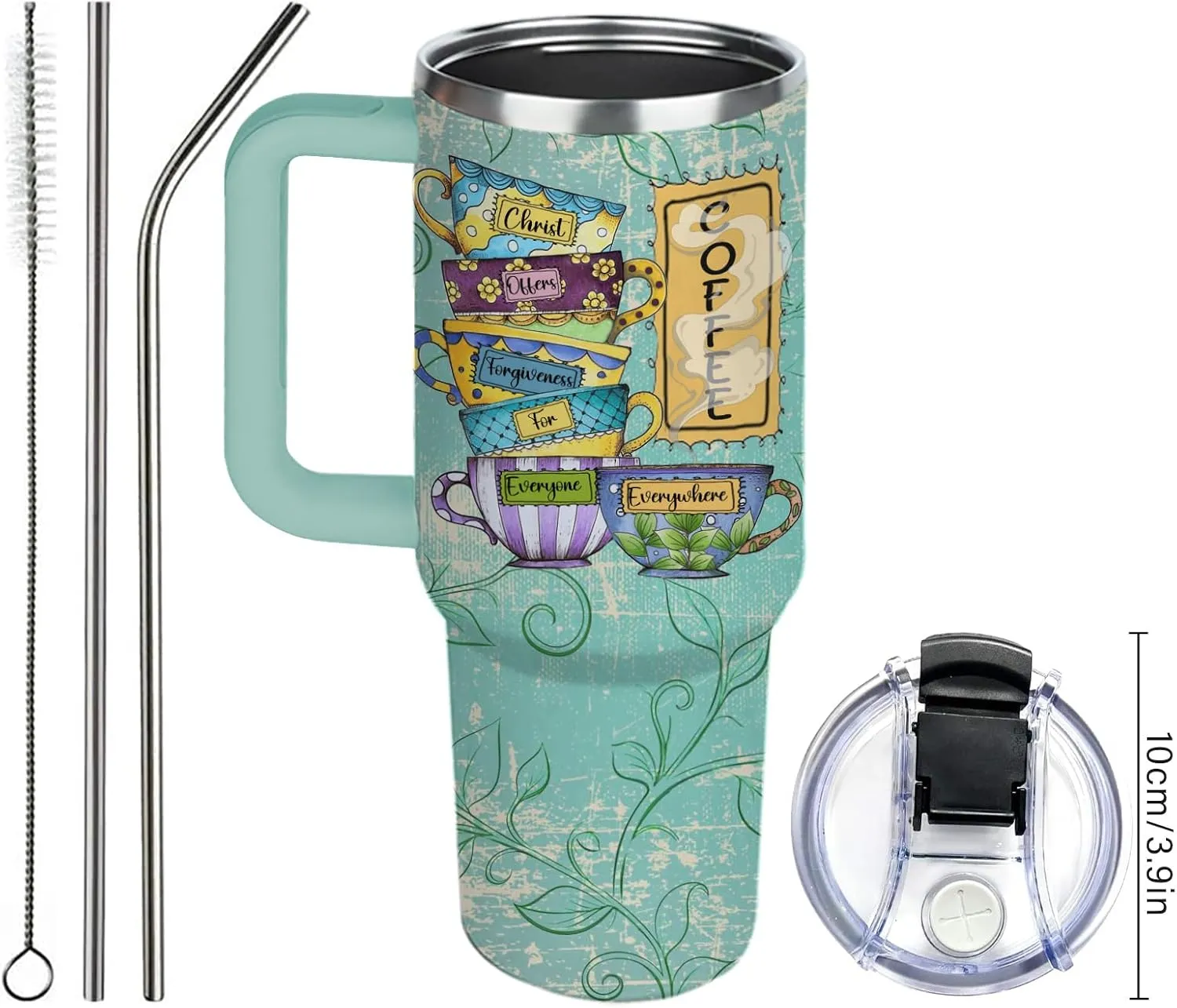 Coffee Lover Tumbler Christ Offers Forgiveness for Everyone Everywhere Jesus Stainless Steel Insulated Tumbler Rustic Retro Gift for Women Men Friends 40oz