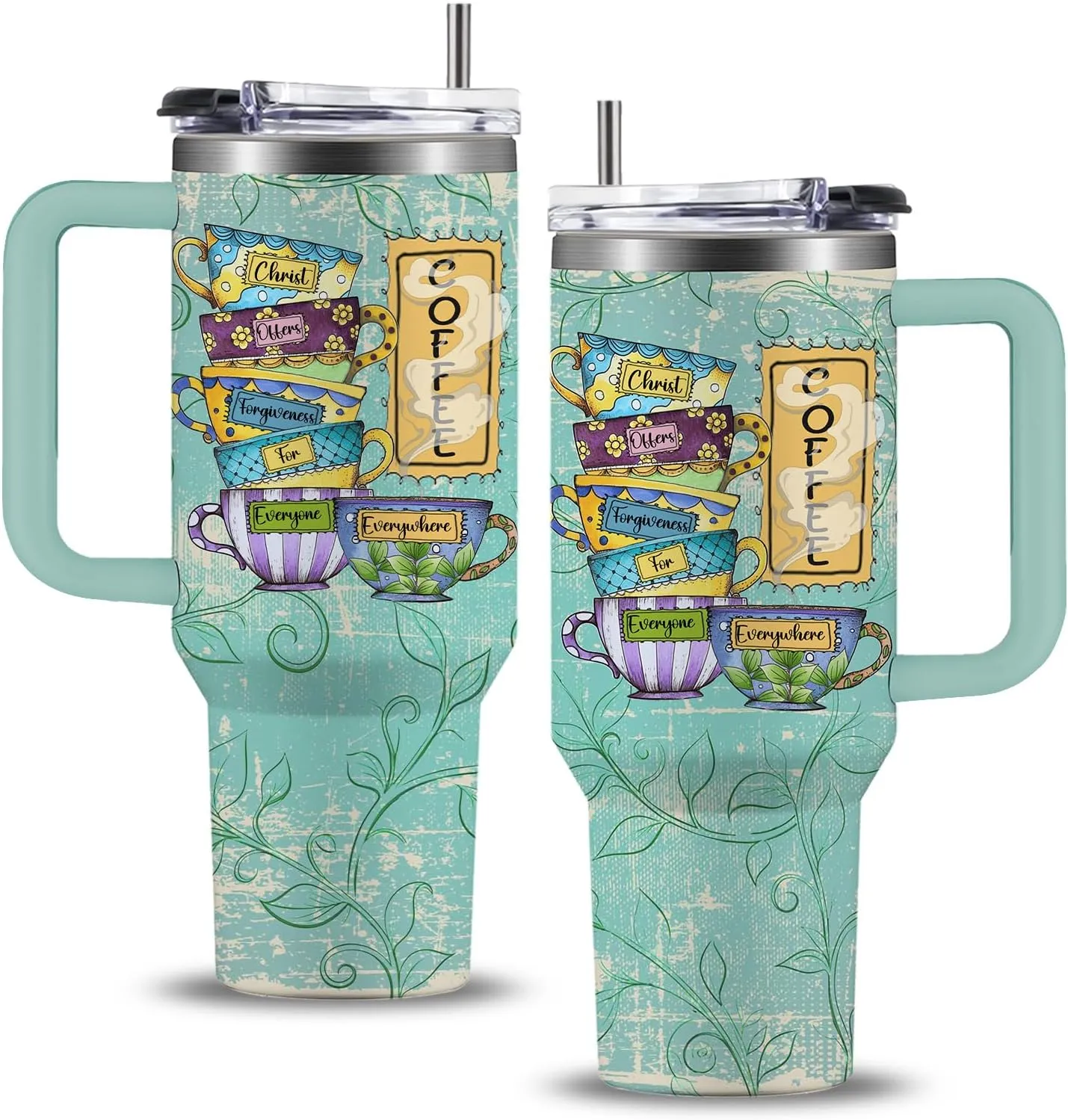 Coffee Lover Tumbler Christ Offers Forgiveness for Everyone Everywhere Jesus Stainless Steel Insulated Tumbler Rustic Retro Gift for Women Men Friends 40oz