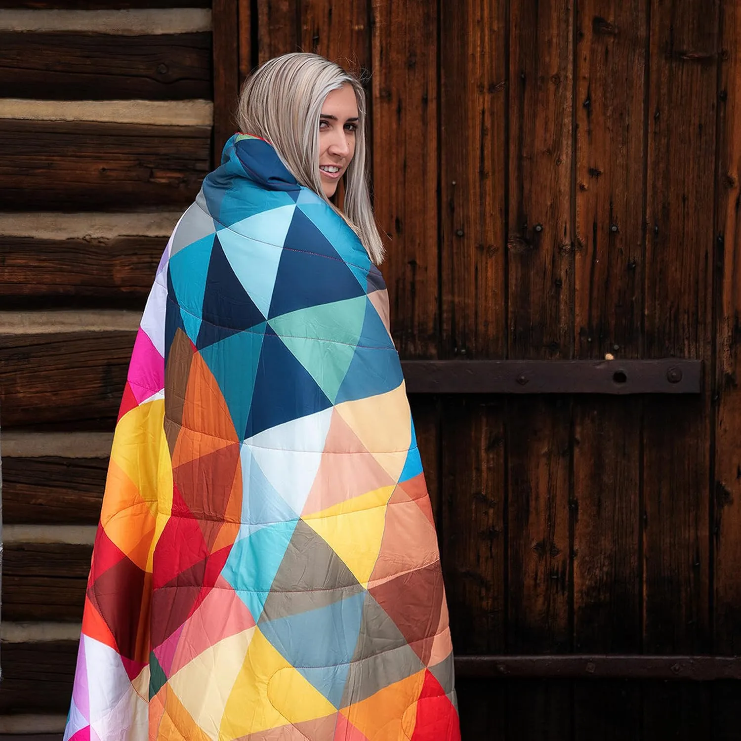 Colorado Triangles Poly Camping Blanket - 52" X 75" Outdoor Camping Blanket with Poly Lining - Waterproof Travel Blanket- Outdoor Travel Blanket