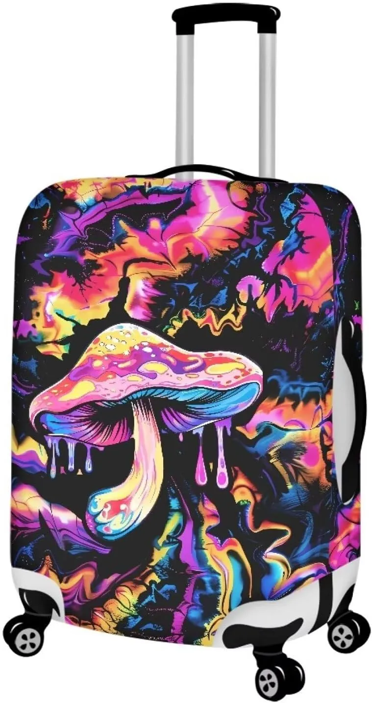 Colored Mushroom Travel Luggage Cover Washable Suitcase Protector Anti-Scratch Suitcase Cover Fits 18-32 Inch Luggage Checked Bag Cover Cover Suitcase Luggage Covers Baggage Covers-M