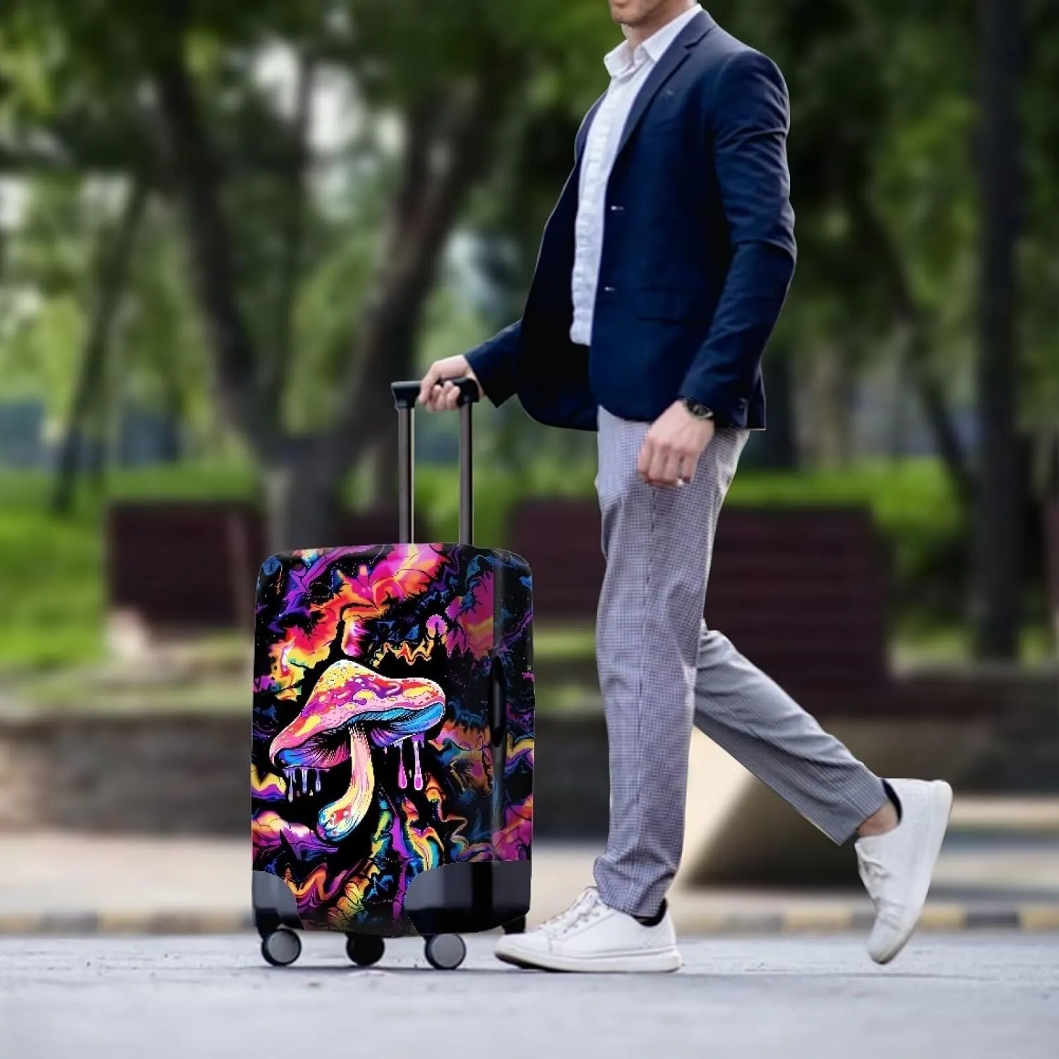 Colored Mushroom Travel Luggage Cover Washable Suitcase Protector Anti-Scratch Suitcase Cover Fits 18-32 Inch Luggage Checked Bag Cover Cover Suitcase Luggage Covers Baggage Covers-M