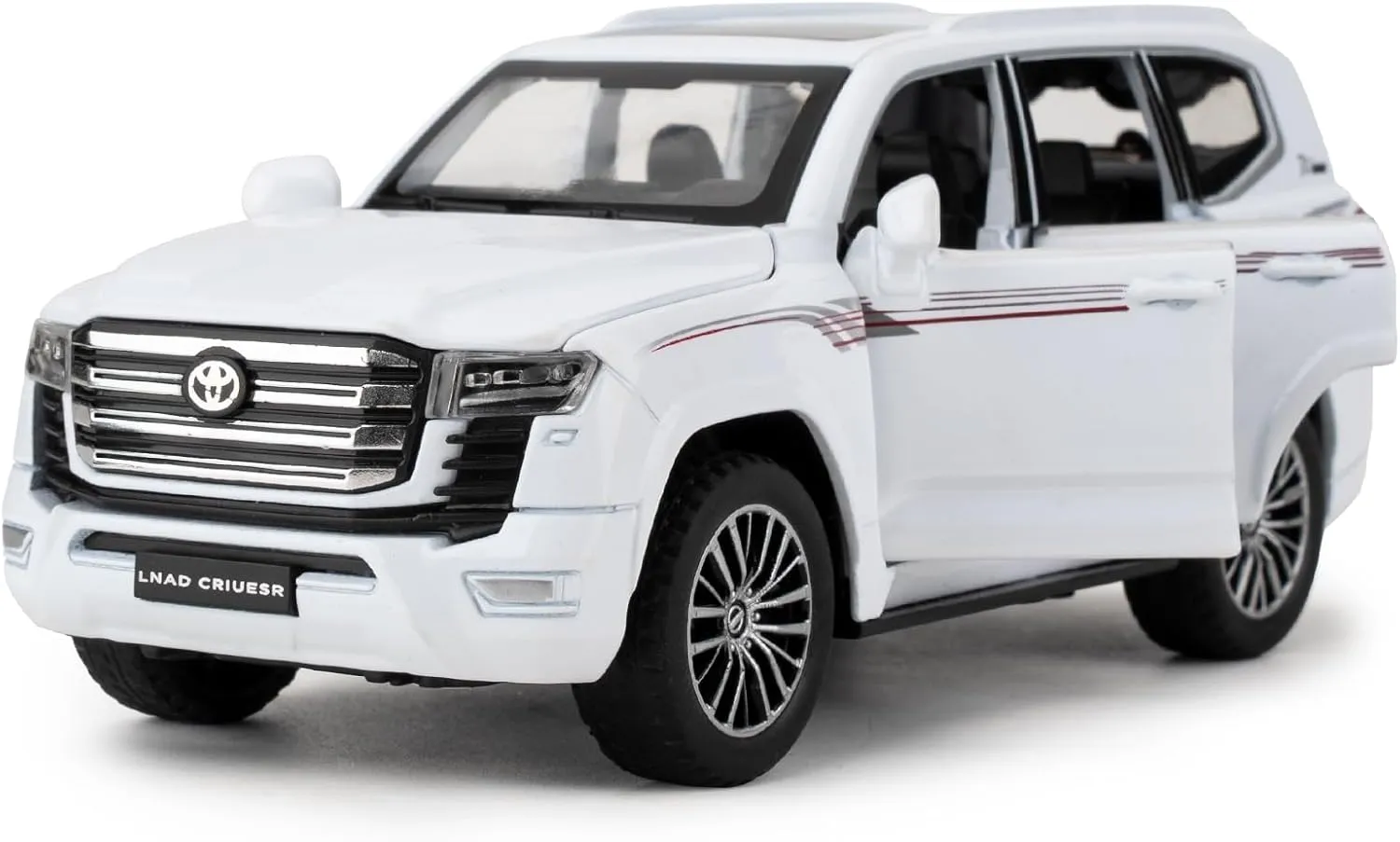 Compatible for 1:32 Scale Collectible Landcruiser LC300 Diecast Model Car, Zinc Alloy Pull Back Toy Car Vehicle with Lights and Sounds for Decoration Adult Boys Girls（White）