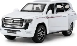 Compatible for 1:32 Scale Collectible Landcruiser LC300 Diecast Model Car, Zinc Alloy Pull Back Toy Car Vehicle with Lights and Sounds for Decoration Adult Boys Girls（White）