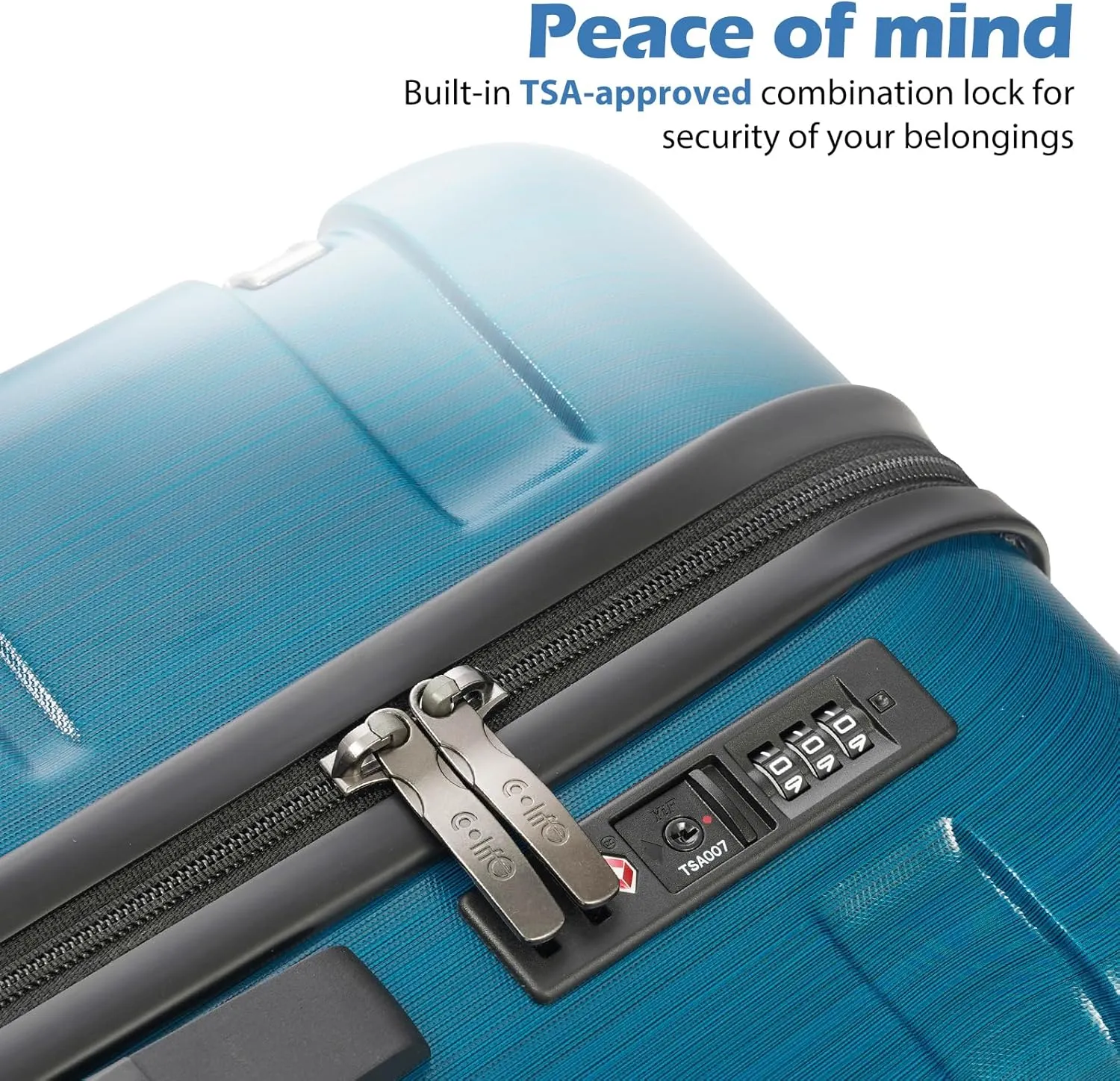 Coolife Luggage Expandable(only 28") Suitcase PC ABS Spinner Built-In TSA lock 20in 24in 28in Carry on (Caribbean Blue., L(28in).)