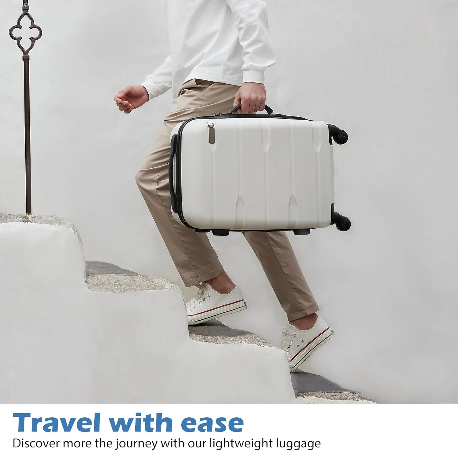 Coolife Luggage Expandable(only 28") Suitcase PC ABS Spinner Built-In TSA lock 20in 24in 28in Carry on (Caribbean Blue., L(28in).)