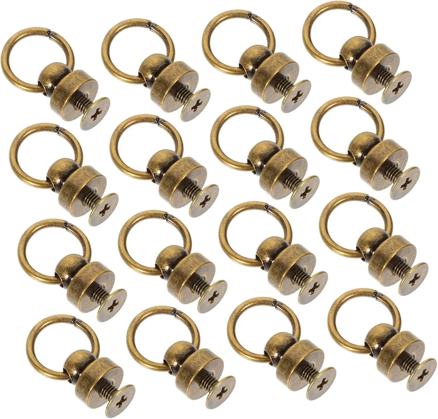 COOPHYA 20 Sets Belt Ring Monk Head Buckle Bag Chain Screws Practical Leather Craft Rivet Luggage Rivets Studs for Leather Repair Luggage Nails Bag Belt Rivets Fasteners