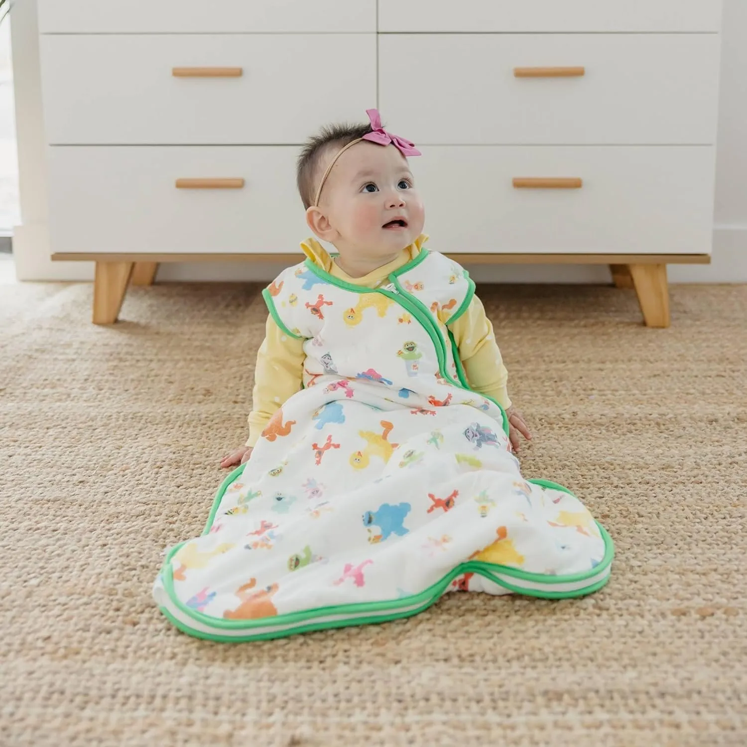 Copper Pearl Sleep Sack: Warm and Cozy Baby Bag in a Variety of Trendy Designs, Safe Alternative to Blankets, Sleeveless Baby Sleep Sack Swaddle Sizes Newborn to 24 Months - Sesame Friends