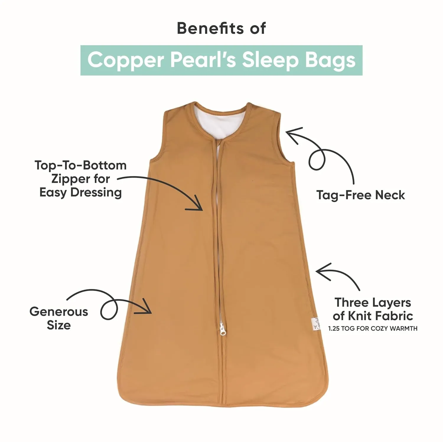 Copper Pearl Sleep Sack: Warm and Cozy Baby Bag in a Variety of Trendy Designs, Safe Alternative to Blankets, Sleeveless Baby Sleep Sack Swaddle Sizes Newborn to 24 Months - Tide