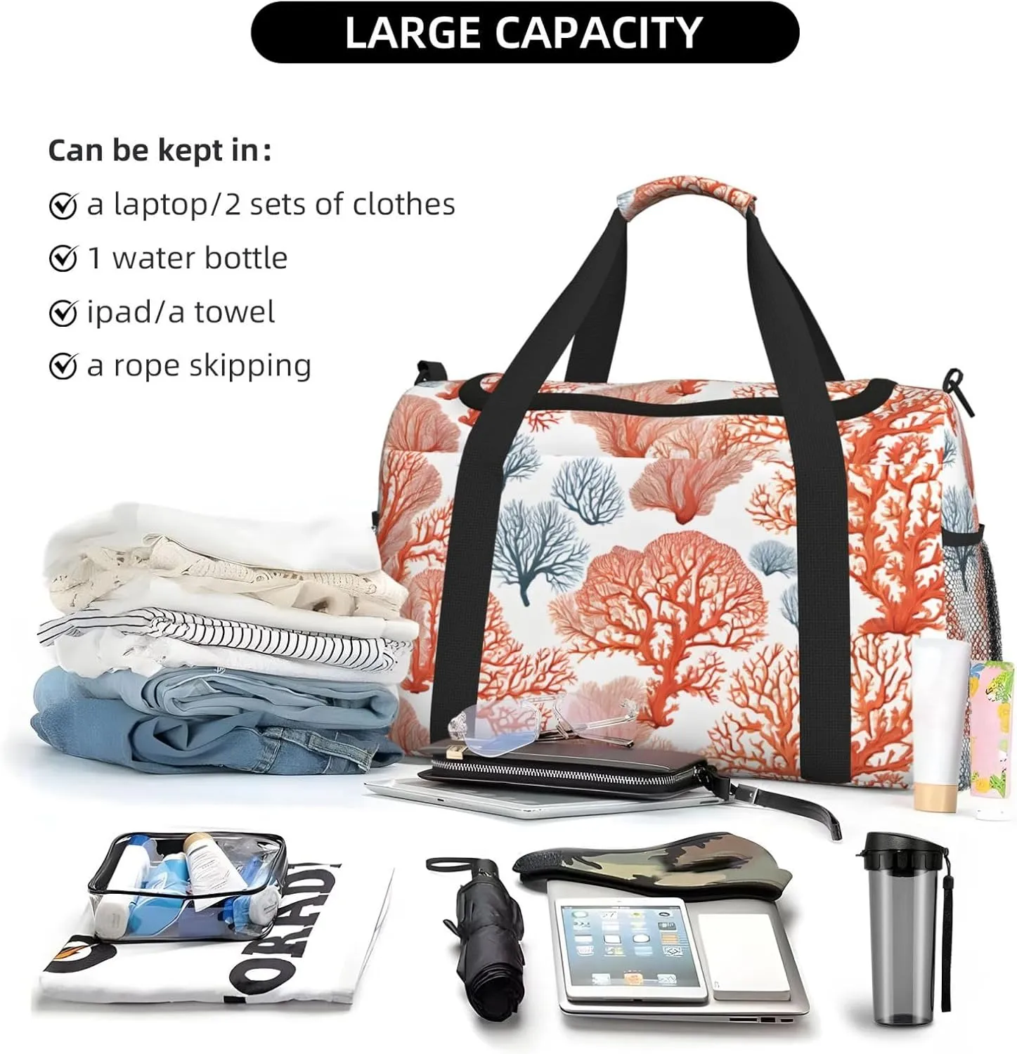 Coral Reef Durable Portable Crossbody Travel Bag, A Good Companion For Long-Distance Travel