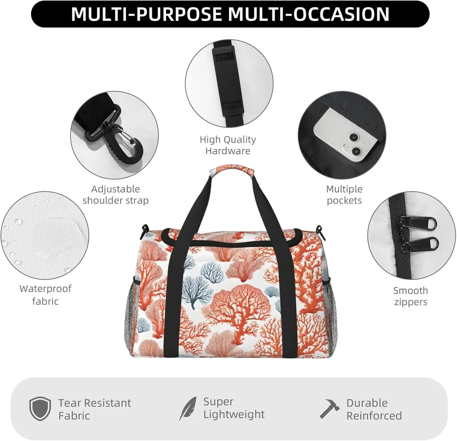 Coral Reef Durable Portable Crossbody Travel Bag, A Good Companion For Long-Distance Travel