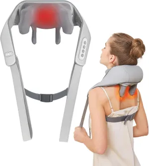 Cordless Neck Shoulder Massager with Heat,Deep Tissue Kneading Relieves Tension Improves Circulation,Gifts for Mom Dad Fathers Day(Grey)