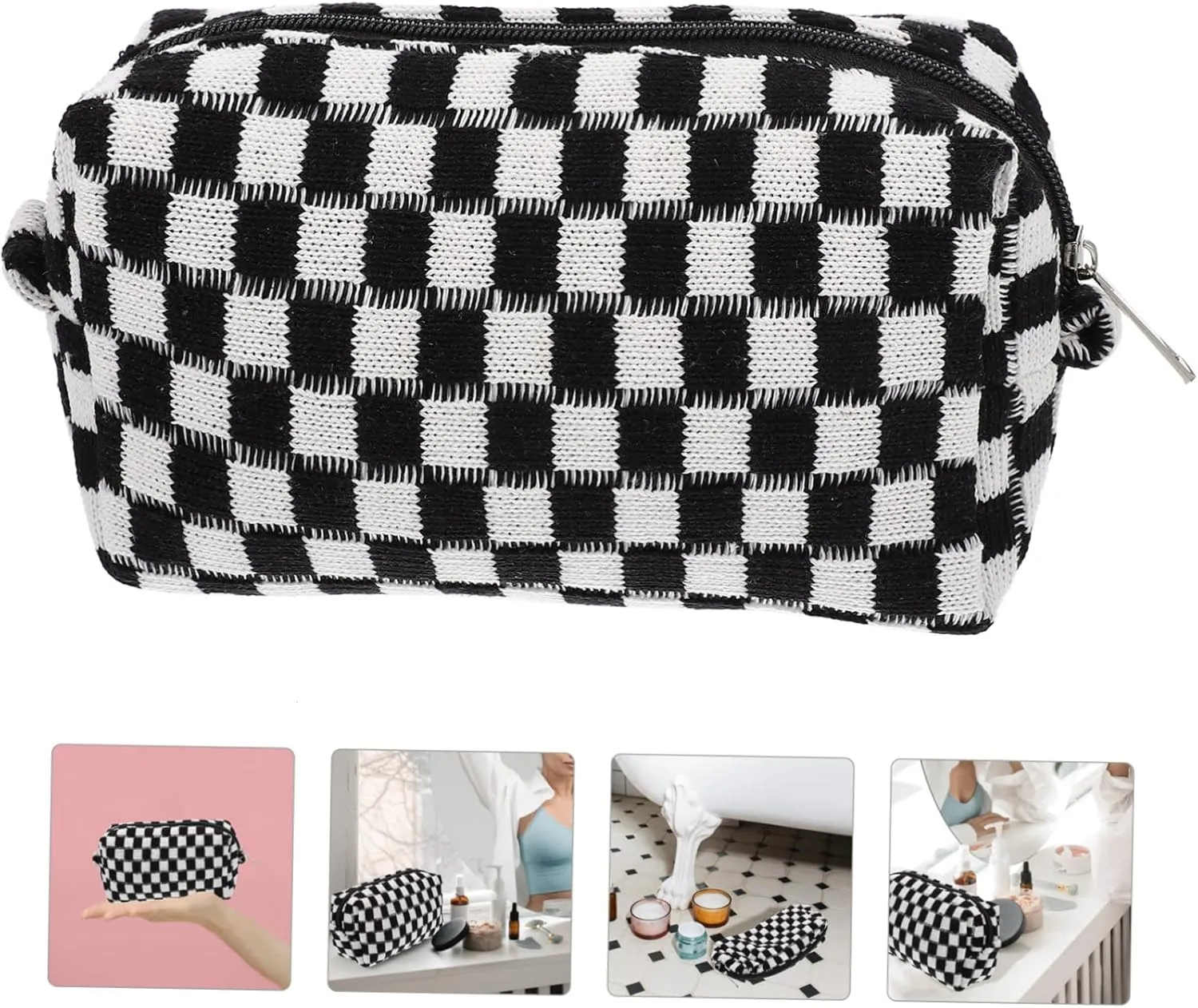 Cosmetic Bag Travel Toiletry Bag for Women Fashion Stationary Bag Woolen Yarn Makeup Bag Makeup Bags Travel Bag Toiletry Practical Makeup Pouch Checkered Miss Cloth Fixed Package