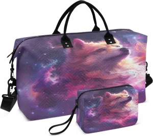 Cosmic Dog Travel Duffel Bags with Toiletry Bag for Travel Gym Yoga Weekender Bag