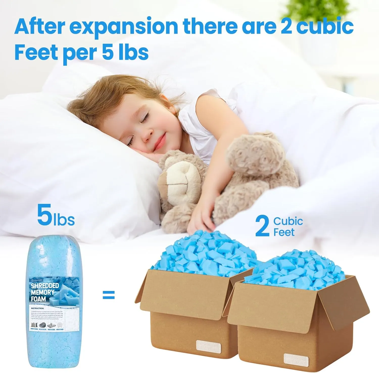 COSNIGHT Bean Bag Filler, 10lbs Shredded Memory Foam Filling, Soft Pillow Stuffing for Bean Bag, Couch Cushion, Dog Bed, Arts Crafts