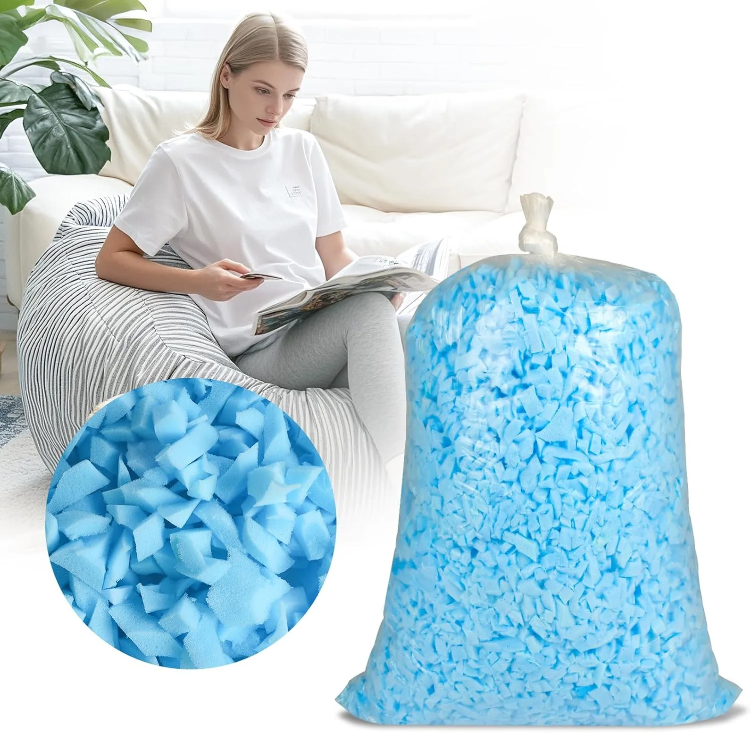 COSNIGHT Bean Bag Filler, 10lbs Shredded Memory Foam Filling, Soft Pillow Stuffing for Bean Bag, Couch Cushion, Dog Bed, Arts Crafts