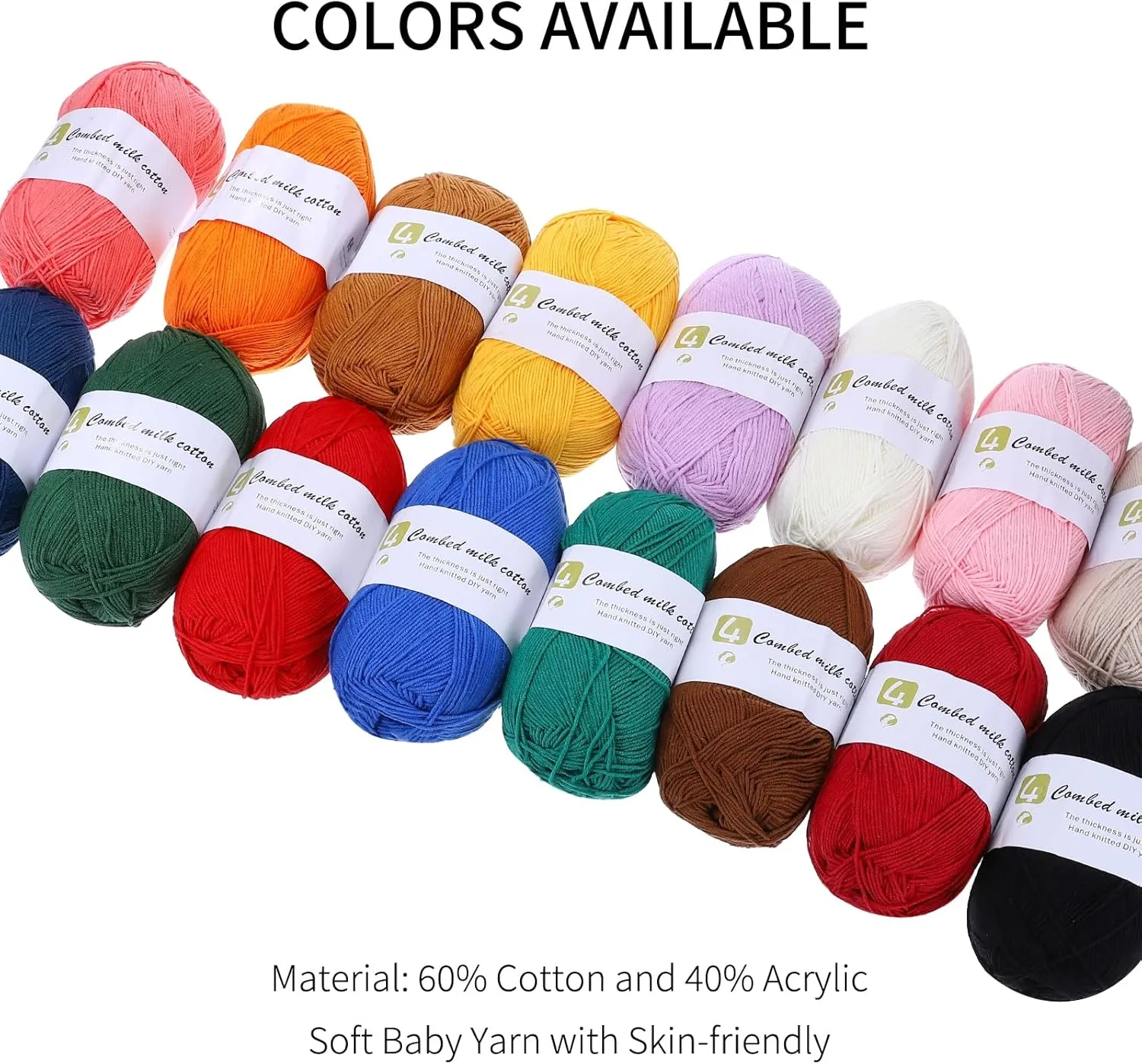 Cotton Yarn, 60% Cotton, 40% Acrylic Soft Knitting Yarn [for Hand DIY Bag Cushion Crocheting Knitting ] -2 Packages of 100g/3.52oz(Per Skein 100g/361yards)/Apricot