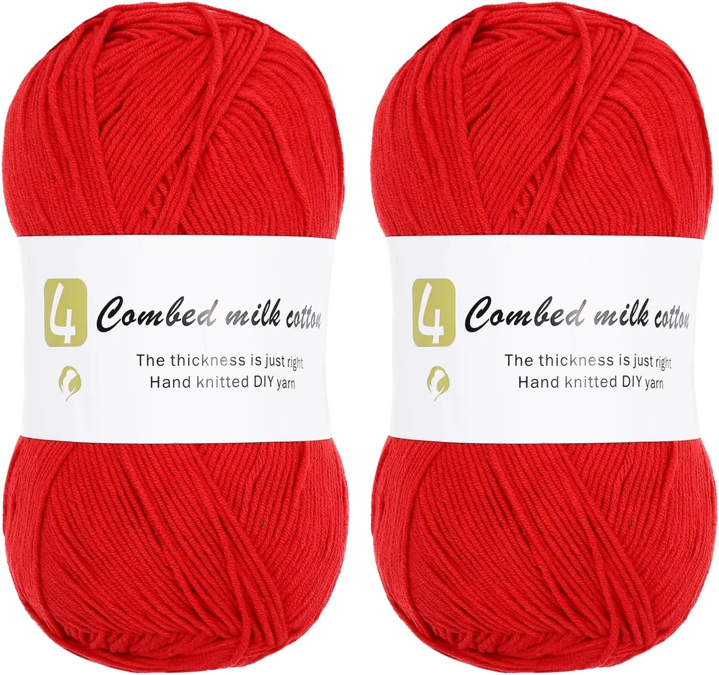 Cotton Yarn, 60% Cotton, 40% Acrylic Soft Knitting Yarn [for Hand DIY Bag Cushion Crocheting Knitting ] -2 Packages of 100g/3.52oz(Per Skein 100g/361yards)/Bright Red