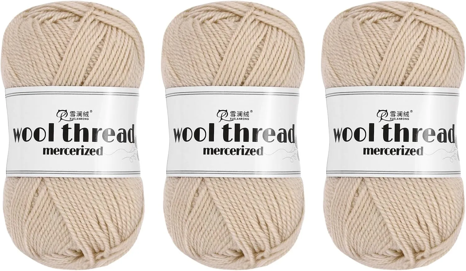 Cotton Yarn,100% Cotton Soft Knitting Yarn [for Hand DIY Bag Cushion Crocheting Knitting Project Home Decor] -3 Skeins of 150g/5.29oz(Per Skein 50g/109yards)/Beige