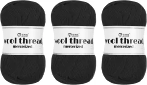 Cotton Yarn,100% Cotton Soft Knitting Yarn [for Hand DIY Bag Cushion Crocheting Knitting Project Home Decor] -3 Skeins of 150g/5.29oz(Per Skein 50g/109yards)/Black