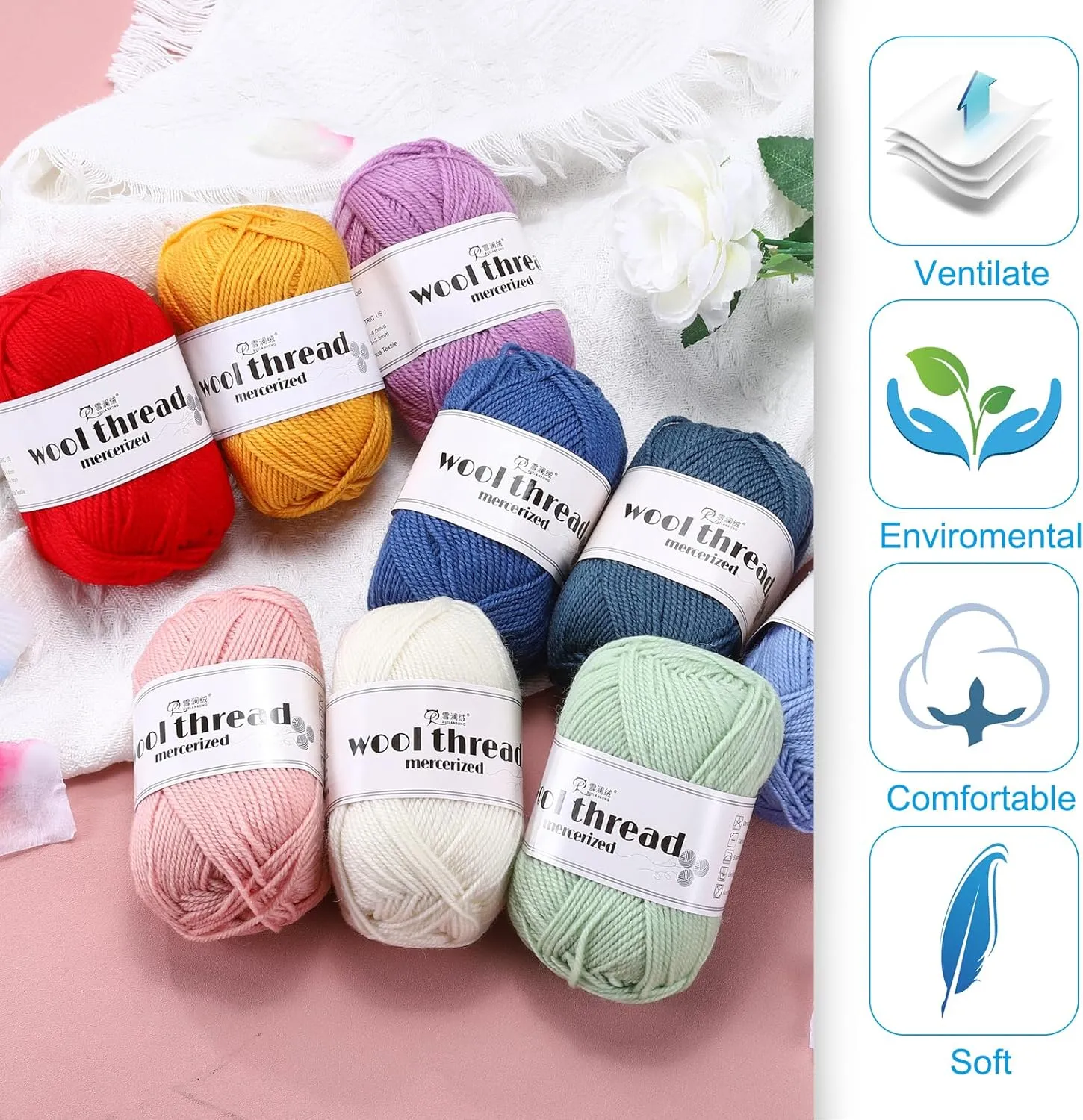 Cotton Yarn,100% Cotton Soft Knitting Yarn [for Hand DIY Bag Cushion Crocheting Knitting Project Home Decor] -3 Skeins of 150g/5.29oz(Per Skein 50g/109yards)/Brown