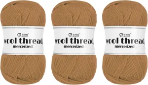 Cotton Yarn,100% Cotton Soft Knitting Yarn [for Hand DIY Bag Cushion Crocheting Knitting Project Home Decor] -3 Skeins of 150g/5.29oz(Per Skein 50g/109yards)/Coffee