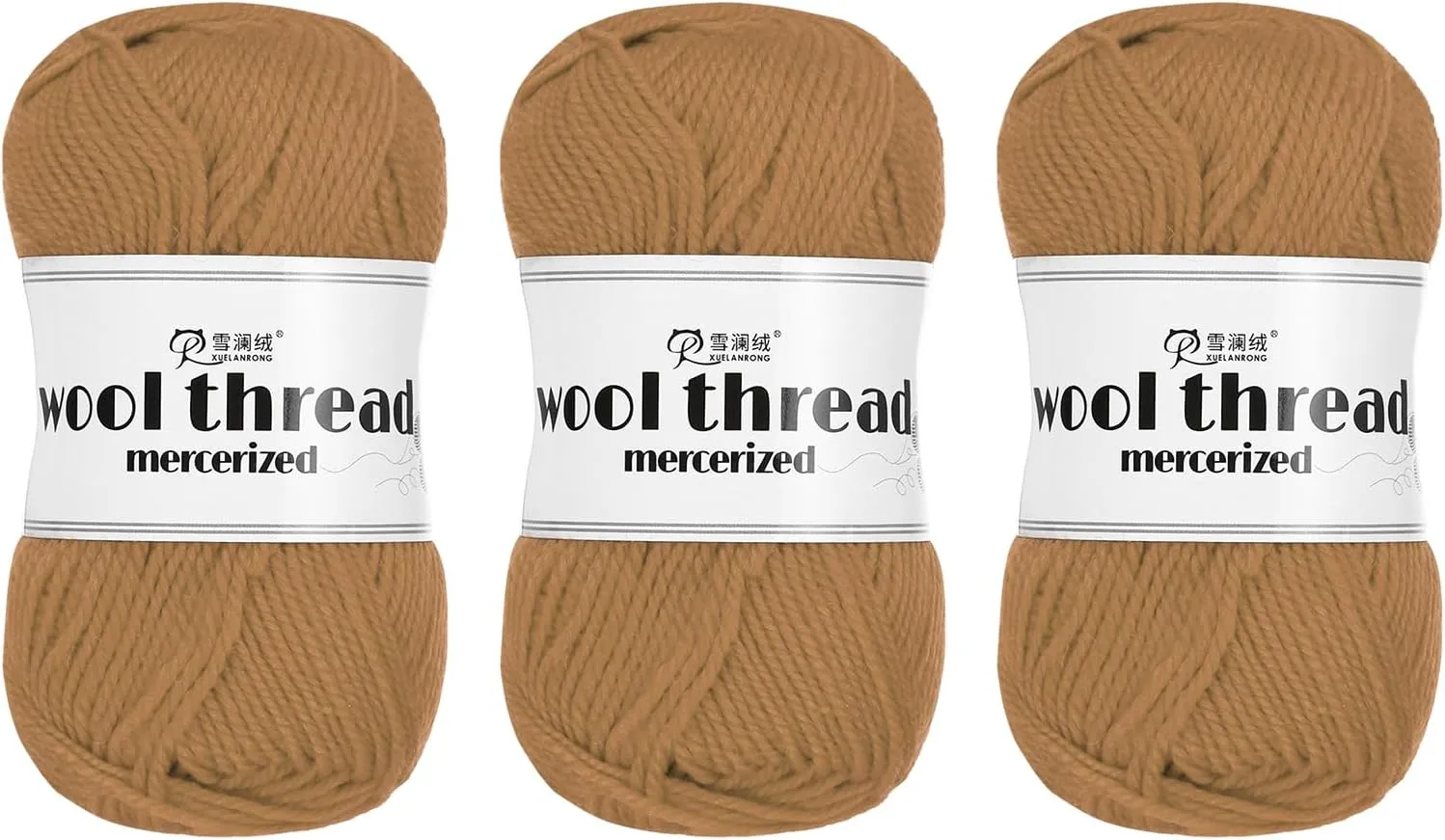 Cotton Yarn,100% Cotton Soft Knitting Yarn [for Hand DIY Bag Cushion Crocheting Knitting Project Home Decor] -3 Skeins of 150g/5.29oz(Per Skein 50g/109yards)/Coffee