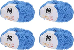 Cotton Yarn,100% Cotton Soft Knitting Yarn [for Hand DIY Bag Cushion Crocheting Knitting Project Home Decor] -4 Packages of 200g/7.05oz(Per Skein 50g/137yards)/Blue