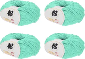 Cotton Yarn,100% Cotton Soft Knitting Yarn [for Hand DIY Bag Cushion Crocheting Knitting Project Home Decor] -4 Packages of 200g/7.05oz(Per Skein 50g/137yards)/Cyan
