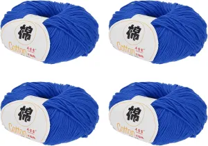 Cotton Yarn,100% Cotton Soft Knitting Yarn [for Hand DIY Bag Cushion Crocheting Knitting Project Home Decor] -4 Packages of 200g/7.05oz(Per Skein 50g/137yards)/Dark Blue