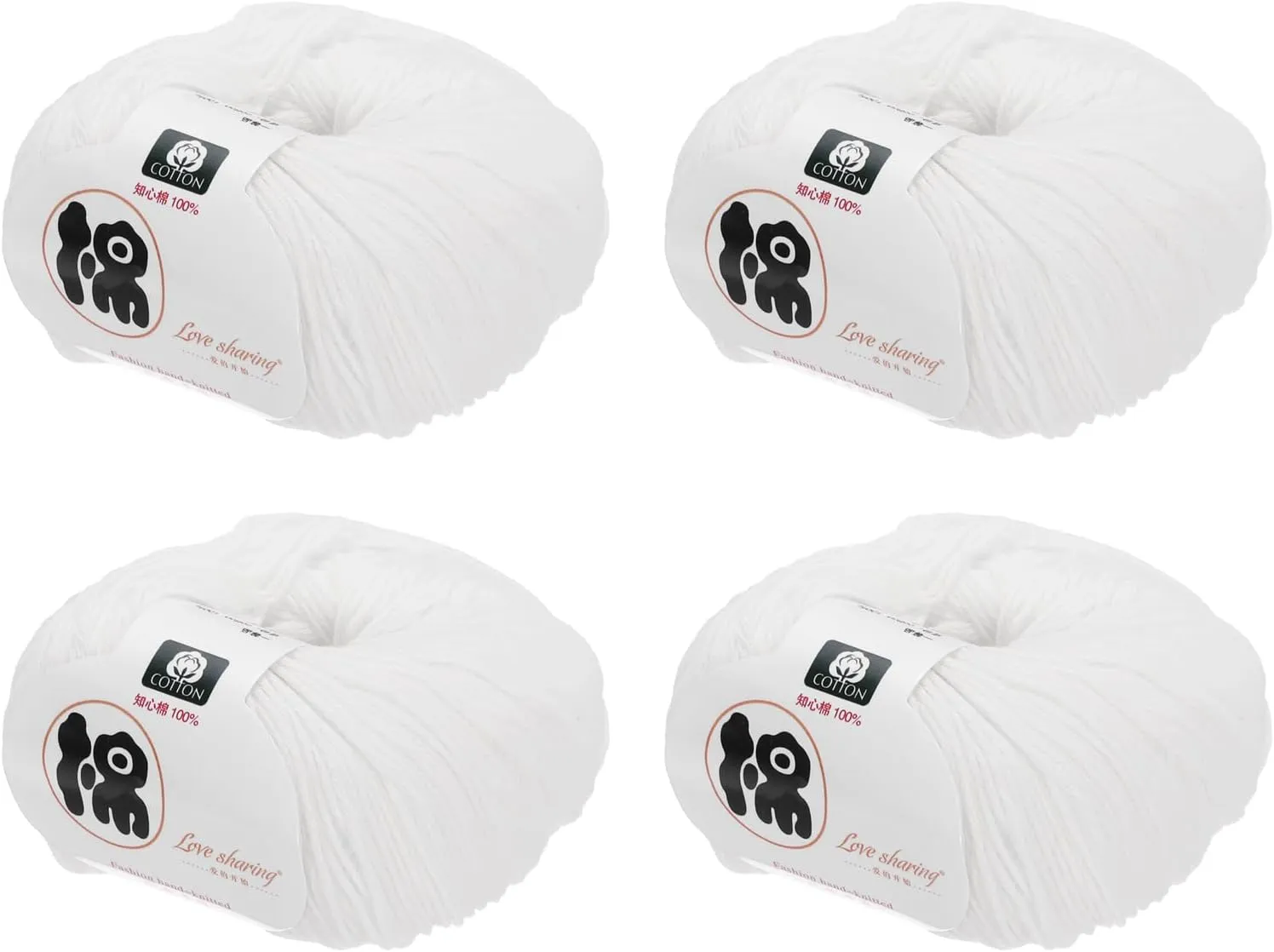 Cotton Yarn,100% Cotton Soft Knitting Yarn [for Hand DIY Bag Cushion Crocheting Knitting Projects Home Decor], -4 Skeins/4×218yards/4×4.54oz/White
