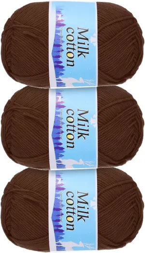 Cotton Yarn,60% Cotton and 40% Acrylic Fibers Soft Knitting Yarn [for Hand DIY Bag Cushion Crocheting Knitting Projects Home Decor], -3 Skeins/3×252yards/3×4.23oz/Brown