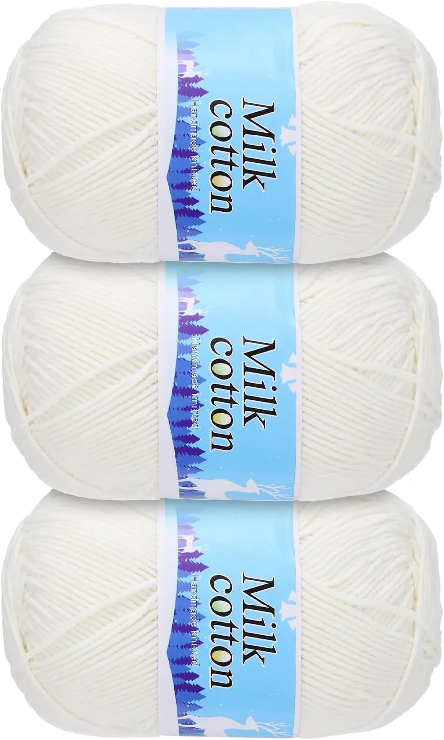Cotton Yarn,60% Cotton and 40% Acrylic Fibers Soft Knitting Yarn [for Hand DIY Bag Cushion Crocheting Knitting Projects Home Decor], -3 Skeins/3×252yards/3×4.23oz/Light Beige