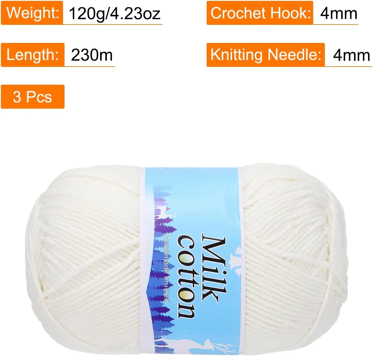Cotton Yarn,60% Cotton and 40% Acrylic Fibers Soft Knitting Yarn [for Hand DIY Bag Cushion Crocheting Knitting Projects Home Decor], -3 Skeins/3×252yards/3×4.23oz/Light Beige