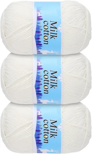 Cotton Yarn,60% Cotton and 40% Acrylic Fibers Soft Knitting Yarn [for Hand DIY Bag Cushion Crocheting Knitting Projects Home Decor], -3 Skeins/3×252yards/3×4.23oz/Light Beige