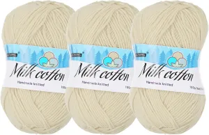 Cotton Yarn,65% Cotton and 35% Acrylic Fibers Soft Knitting Yarn [for Hand DIY Bag Cushion Crocheting Knitting Projects Home Decor], -3 Skeins/3×218yards/3×3.53oz/Beige