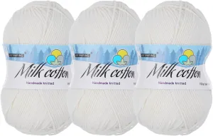 Cotton Yarn,65% Cotton and 35% Acrylic Fibers Soft Knitting Yarn [for Hand DIY Bag Cushion Crocheting Knitting Projects Home Decor], -3 Skeins/3×218yards/3×3.53oz/Cream