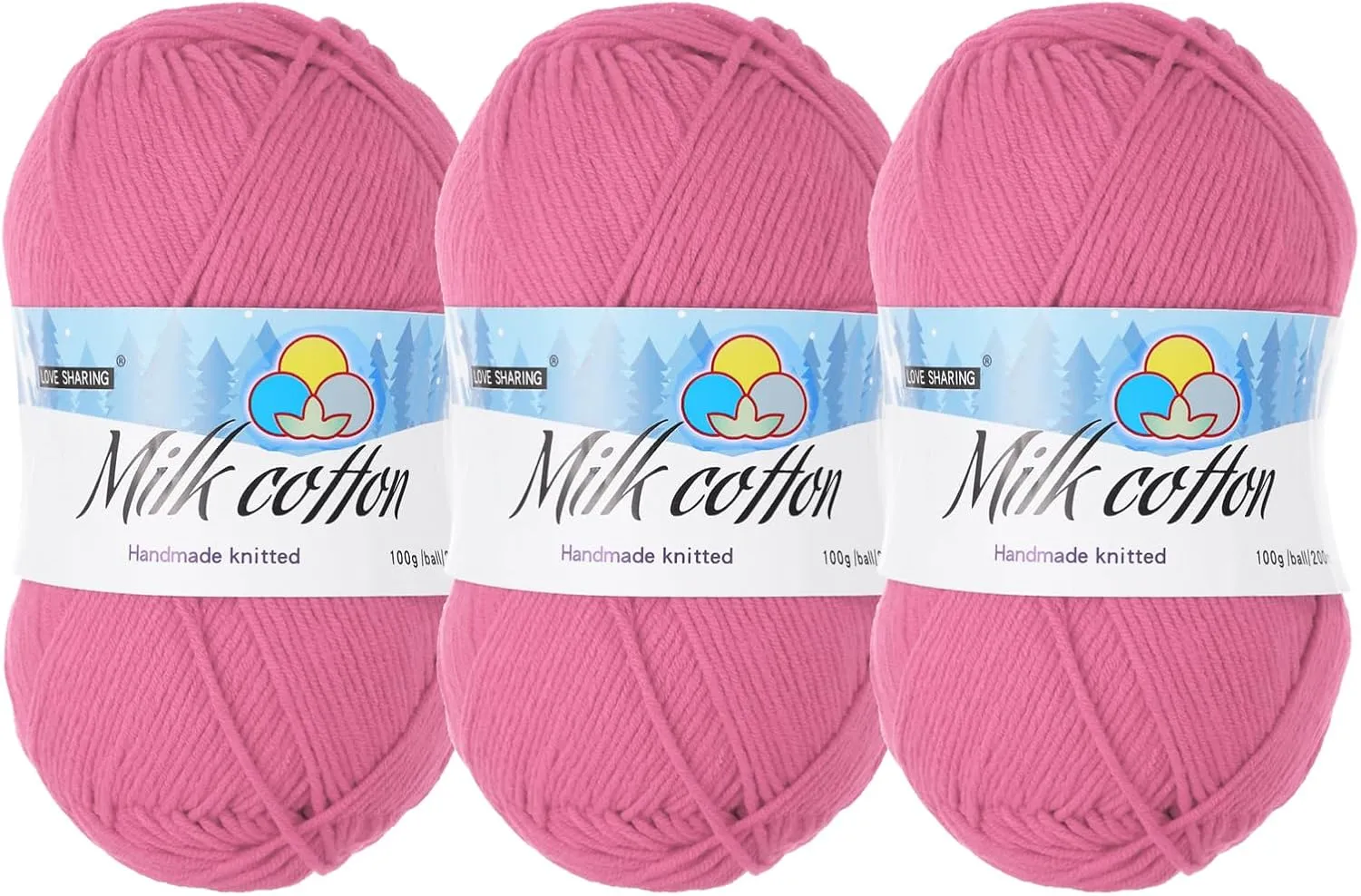 Cotton Yarn,65% Cotton and 35% Acrylic Fibers Soft Knitting Yarn [for Hand DIY Bag Cushion Crocheting Knitting Projects Home Decor], -3 Skeins/3×218yards/3×3.53oz/Dark Red