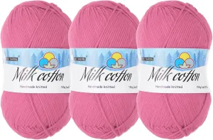 Cotton Yarn,65% Cotton and 35% Acrylic Fibers Soft Knitting Yarn [for Hand DIY Bag Cushion Crocheting Knitting Projects Home Decor], -3 Skeins/3×218yards/3×3.53oz/Dark Red