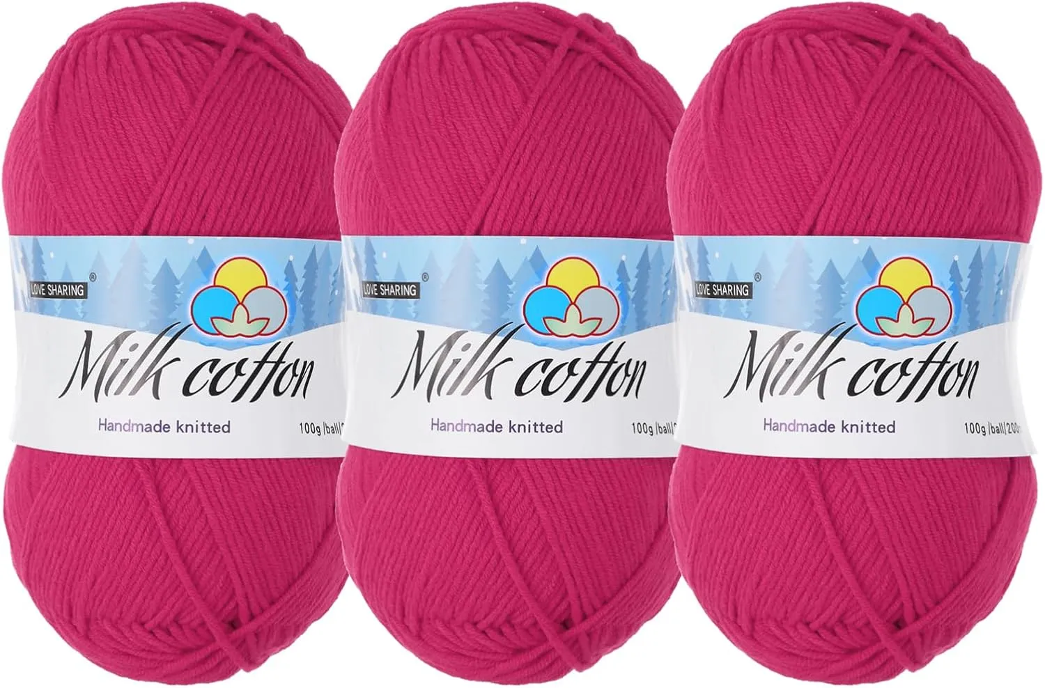Cotton Yarn,65% Cotton and 35% Acrylic Fibers Soft Knitting Yarn [for Hand DIY Bag Cushion Crocheting Knitting Projects Home Decor], -3 Skeins/3x218yards/3x3.53oz/Rose Red