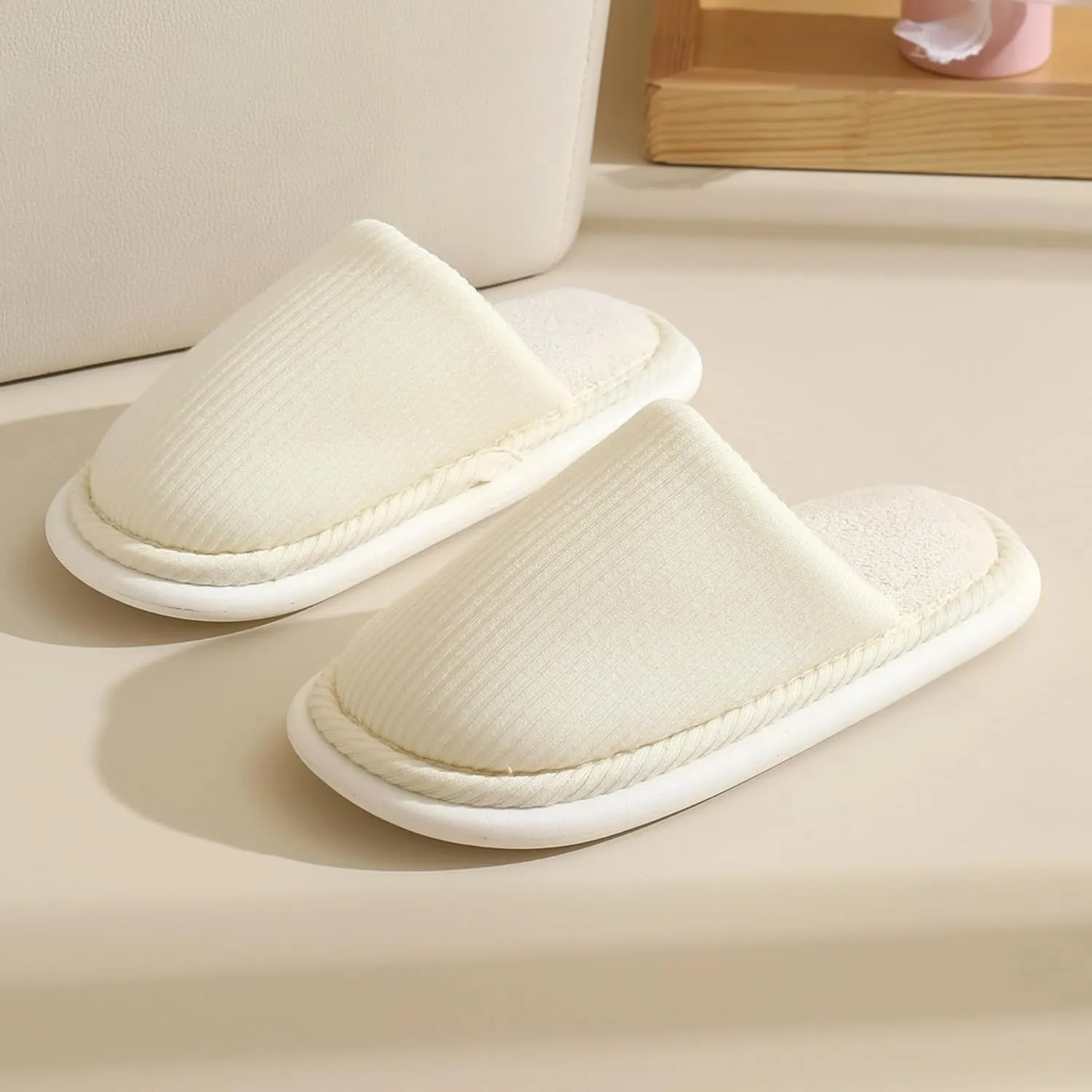 Couple House Slippers Home Cotton Slippers for Women Men Soft Comfy Memory Foam Slip On Slippers Lightweight Travel Slippers Cozy Non-Slip Indoor House Bedroom Shoes