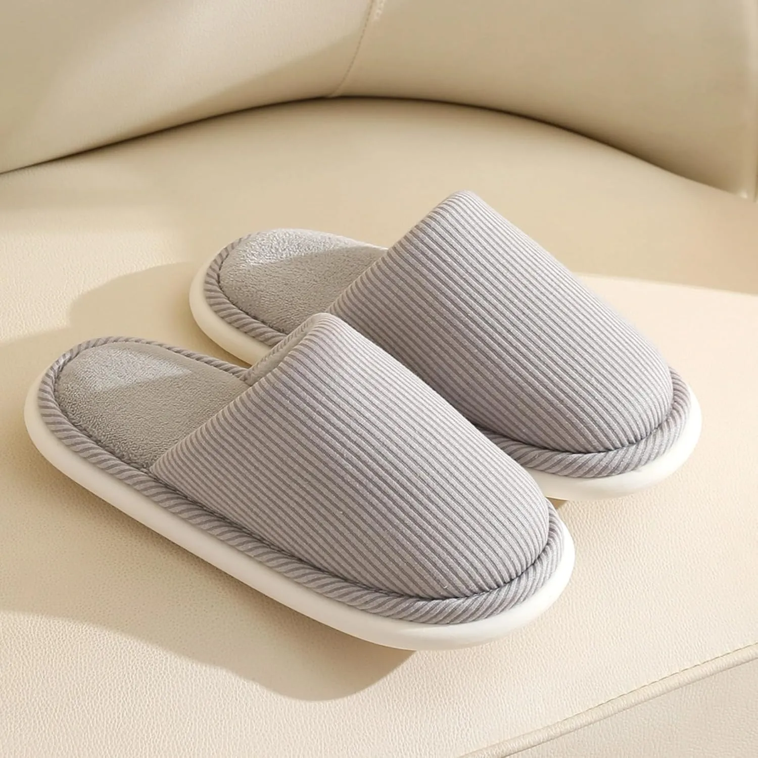 Couple House Slippers Home Cotton Slippers for Women Men Soft Comfy Memory Foam Slip On Slippers Lightweight Travel Slippers Cozy Non-Slip Indoor House Bedroom Shoes