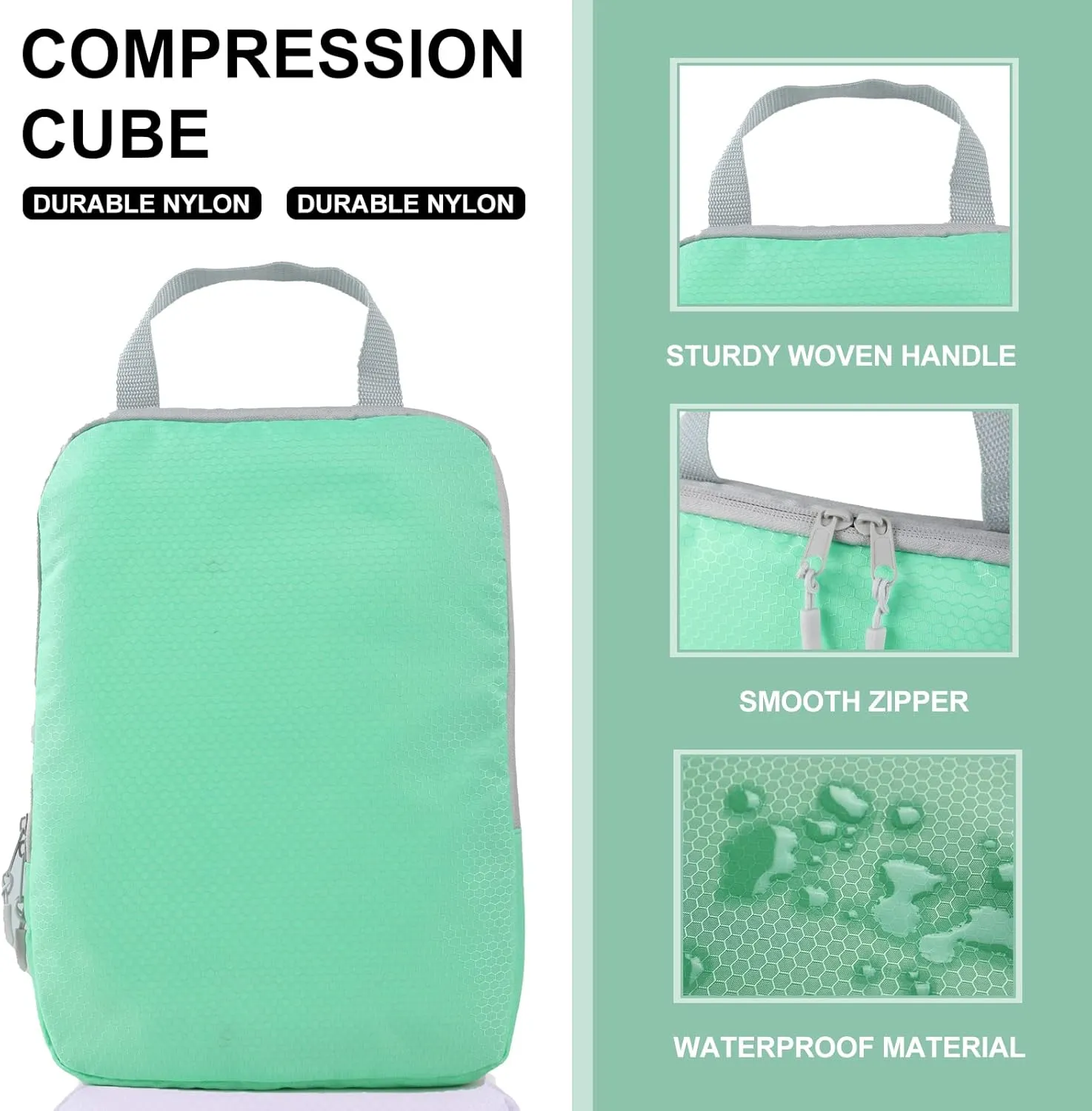 COVAX 4 Set Compression Packing Cubes, Travel Luggage Organizers and Storage Packing Cubes (Green)