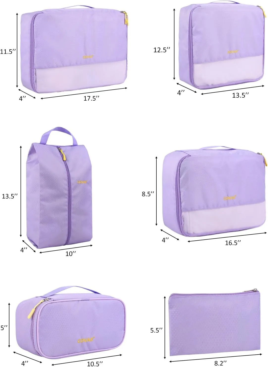 COVAX Packing Cubes for Suitcases, 5 Set Travel Luggage Organizer Bags and Storage Packing Cubes for Women Men, Purple